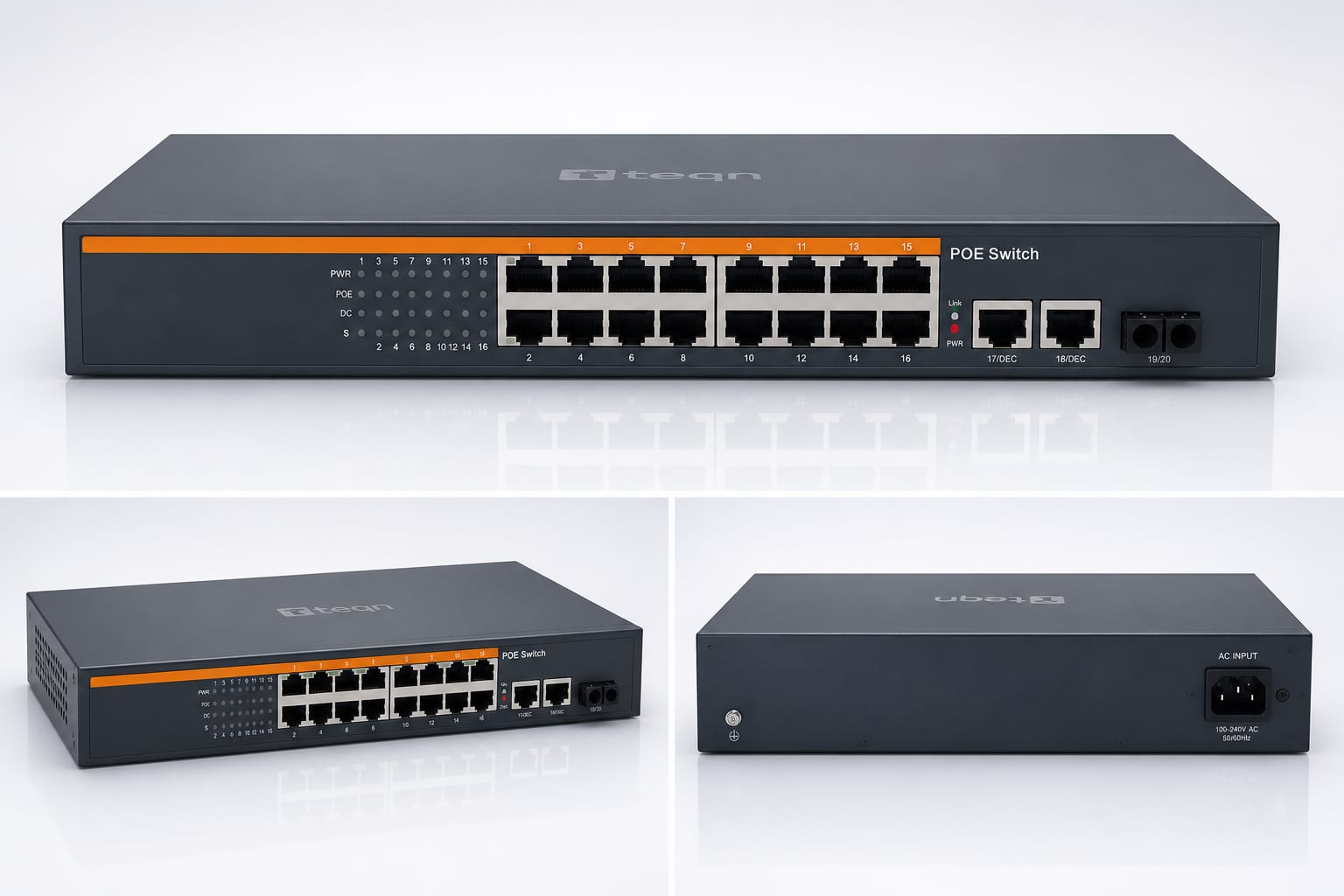 16 Port PoE 16 Port PoE SWITCH+2 Port Gigabit (teqn) SFP - Image 1