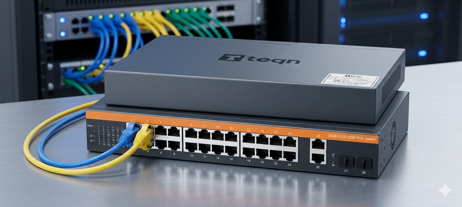 24 Port PoE 24 Port PoE SWITCH+2 Port Gigabit (teqn) SFP - Image 1