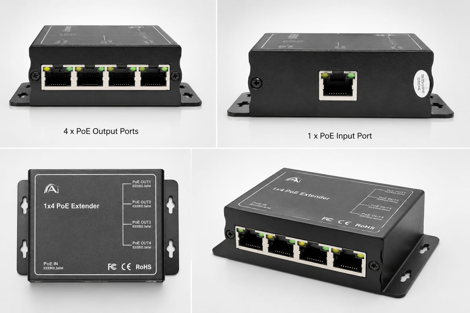 PoE Extender 4 Port PoE Extender Metal (teqn) Indoor - Image 1